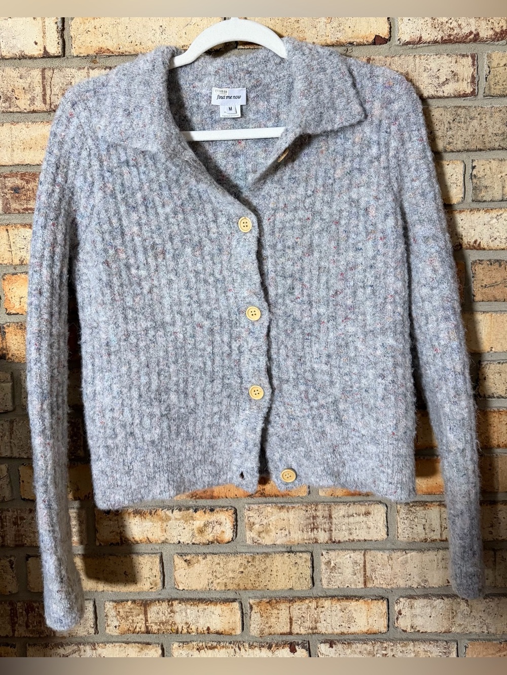 Find Me Now grey cardigan sweater M
